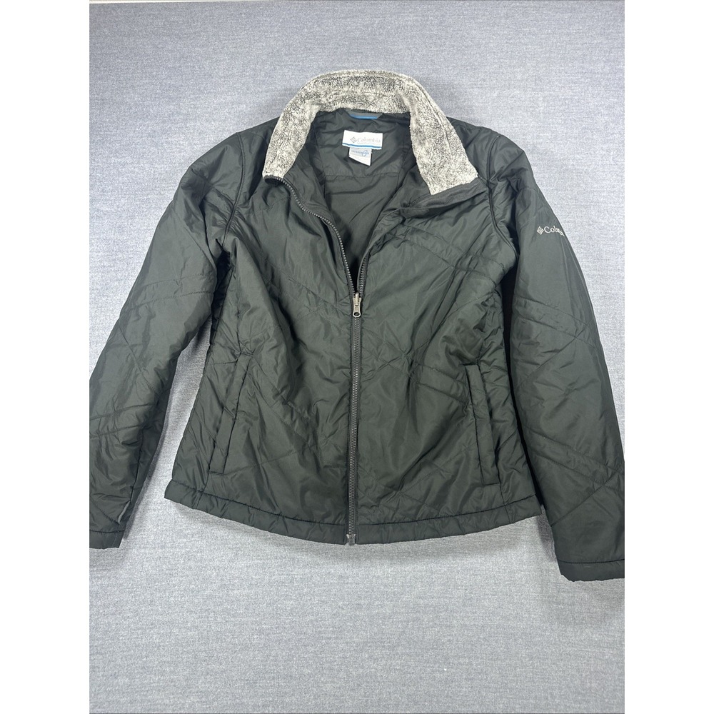 Columbia Interchange Medium Black Jacket Women's Quilted Puffer Sherpa Neck